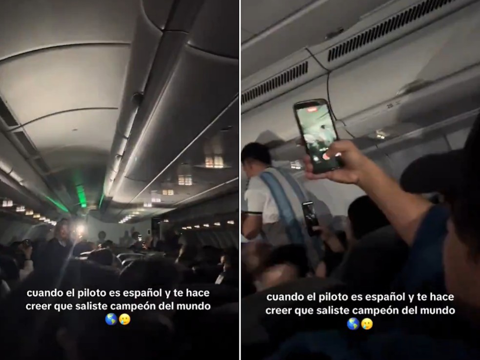 Piloto brinca com argentinos durante voo sobre o vencedor da final da Copa — Foto: Reprodução/Redes Sociais