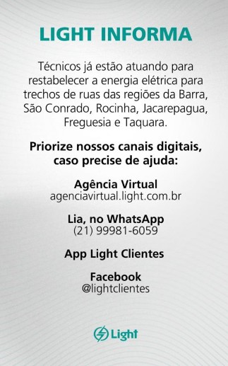 Bairros das zonas Sudoeste e Sul têm queda de energia elétrica