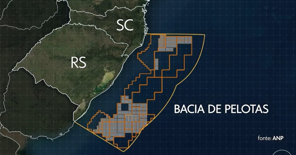 Mapa da Bacia de Pelotas — Foto: Reprodução/TV Globo
