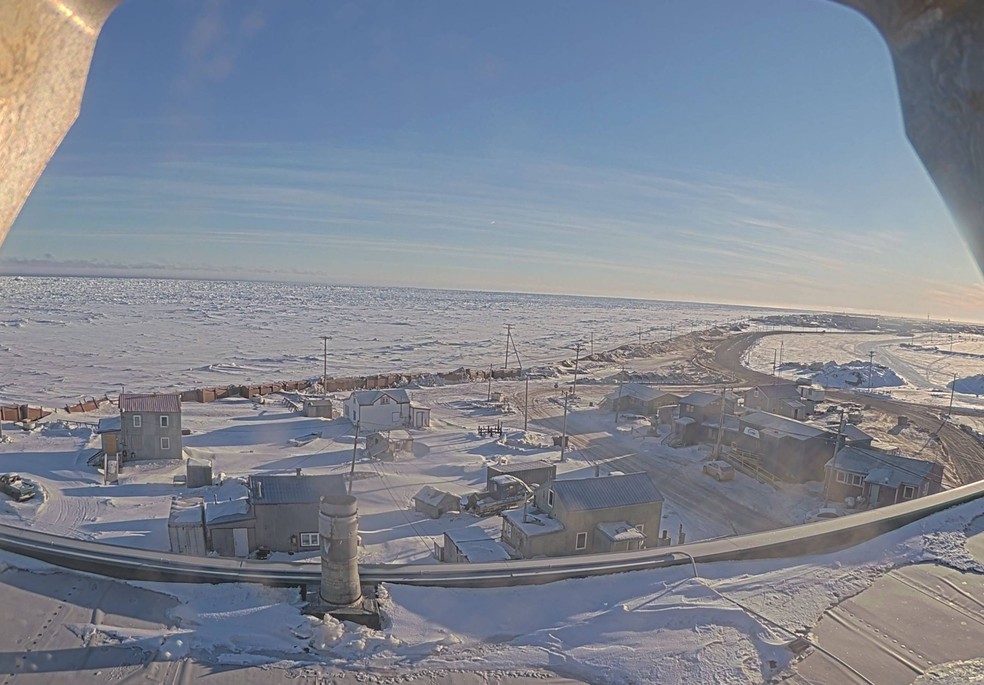 Sol não vai se pôr por quase 3 meses em cidade do Alasca — Foto: Reprodução/Webcam da Universidade do Alasca/Fairbanks’ Utqiagvik Sea Ice Webcam