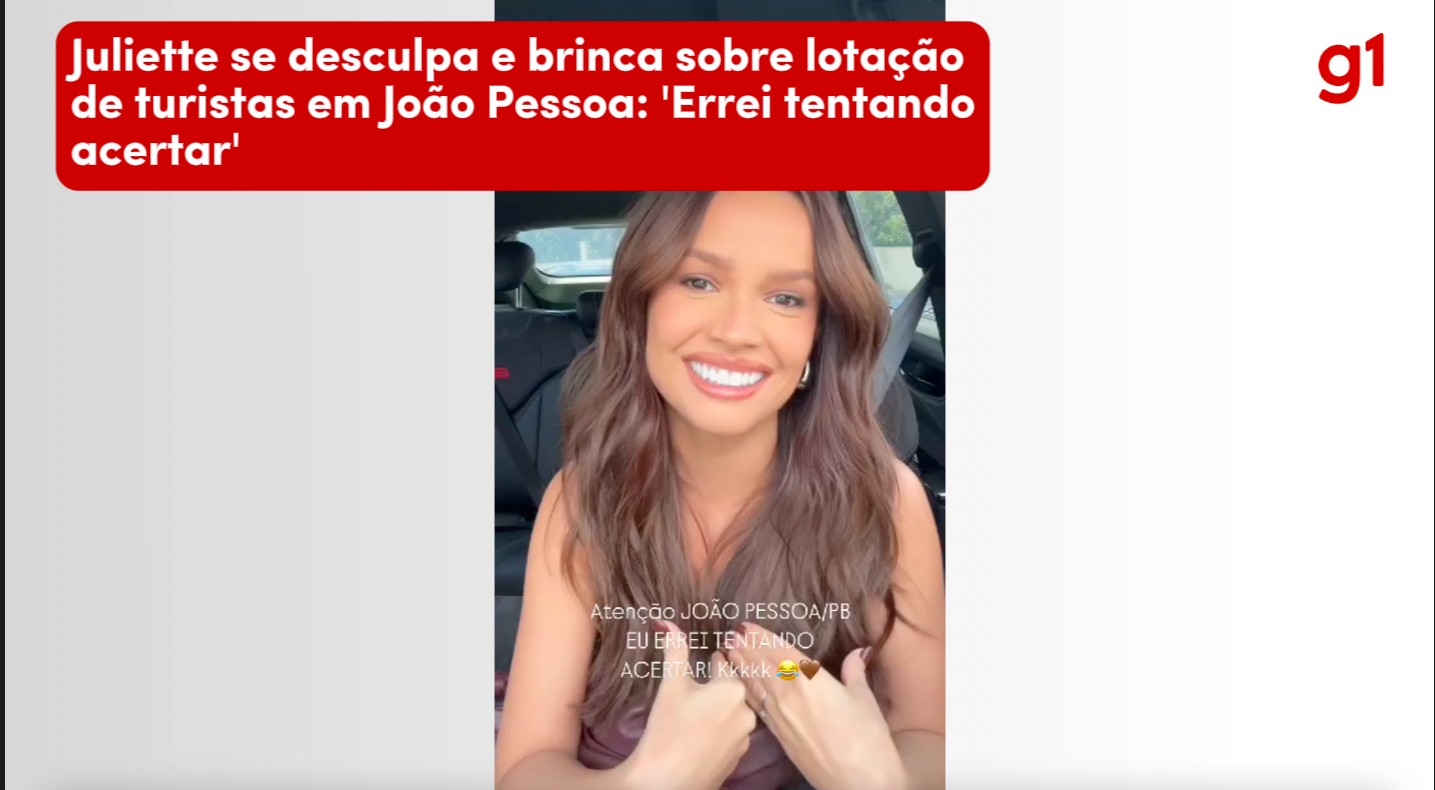 
Juliette se desculpa e brinca sobre lotação de turistas em João Pessoa: 'Errei tentando acertar'