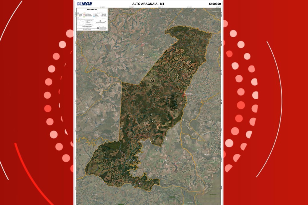 Alto Araguaia tem diminuição no limite territorial em MT — Foto: IBGE