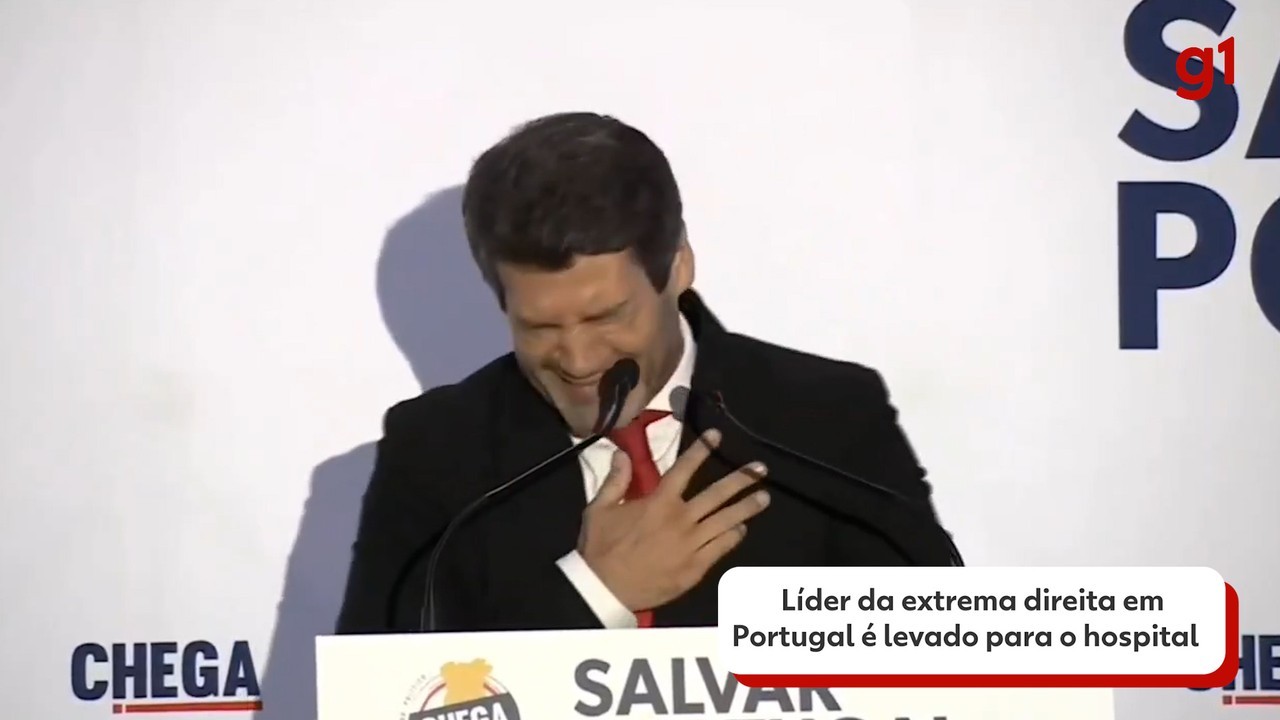 Líder da extrema direita de Portugal abandona comício e é levado ao hospital; VÍDEO