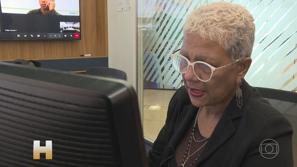 Maria Selma da Conceição Sardinha viu uma oportunidade profissional surgir aos 59 anos — Foto: TV Globo/Reprodução