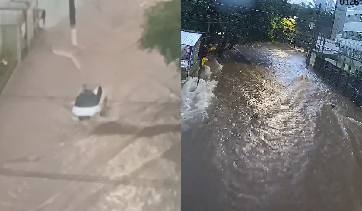 Chuva alaga vias e carro é arrastado por enxurrada em Campinas