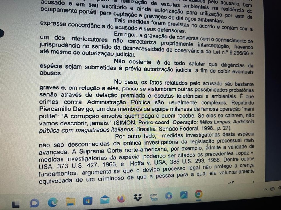 Cópia da decisão — Foto: Foto do documento