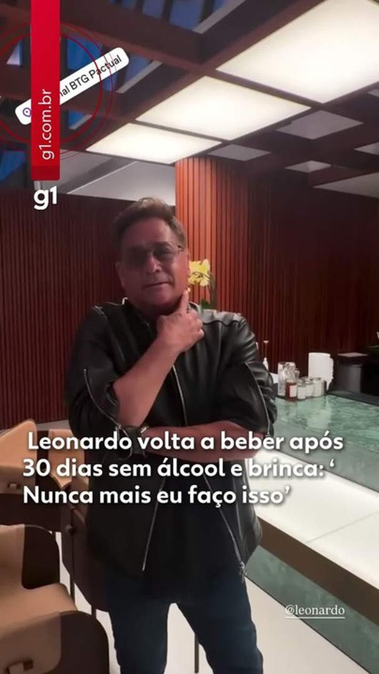 Leonardo volta a beber após 30 dias sem álcool