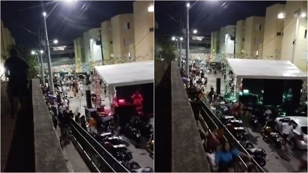 Tiroteio assustou frequentadores de festa no conjunto habitacional Alto da Paz, em Fortaleza — Foto: Reprodução