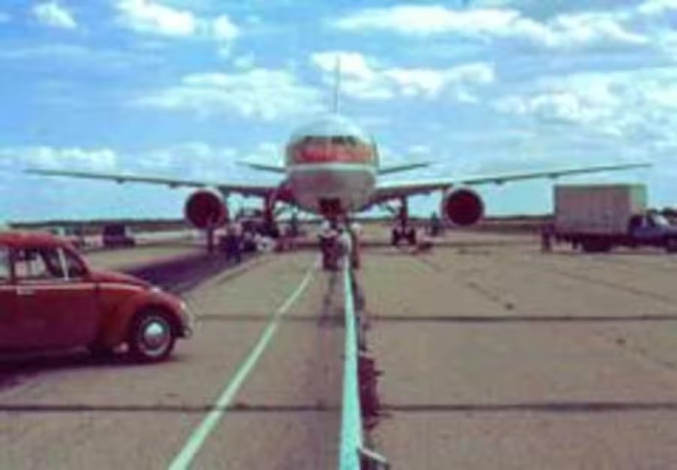 Voo Air Canada 143, conhecido como o 'planador de Gimli' — Foto: Gimli Glider Exhibit/Divulgação