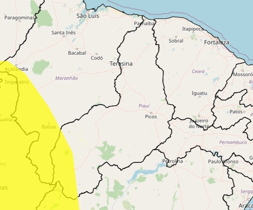 Aviso de chuvas intensas no Piauí — Foto: Inmet