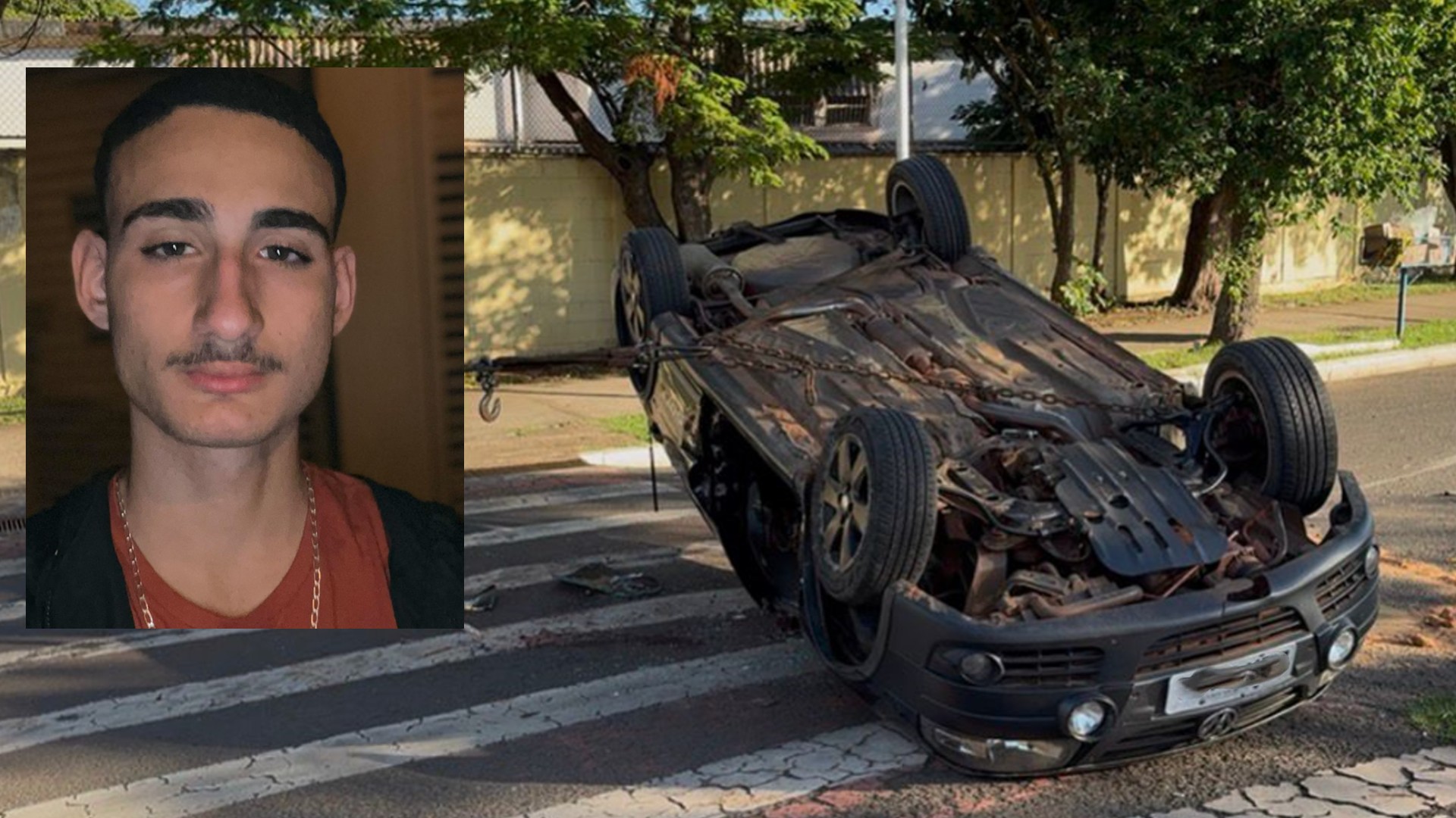 Estudantes saem de bar, capotam o carro e um deles morre no interior de SP