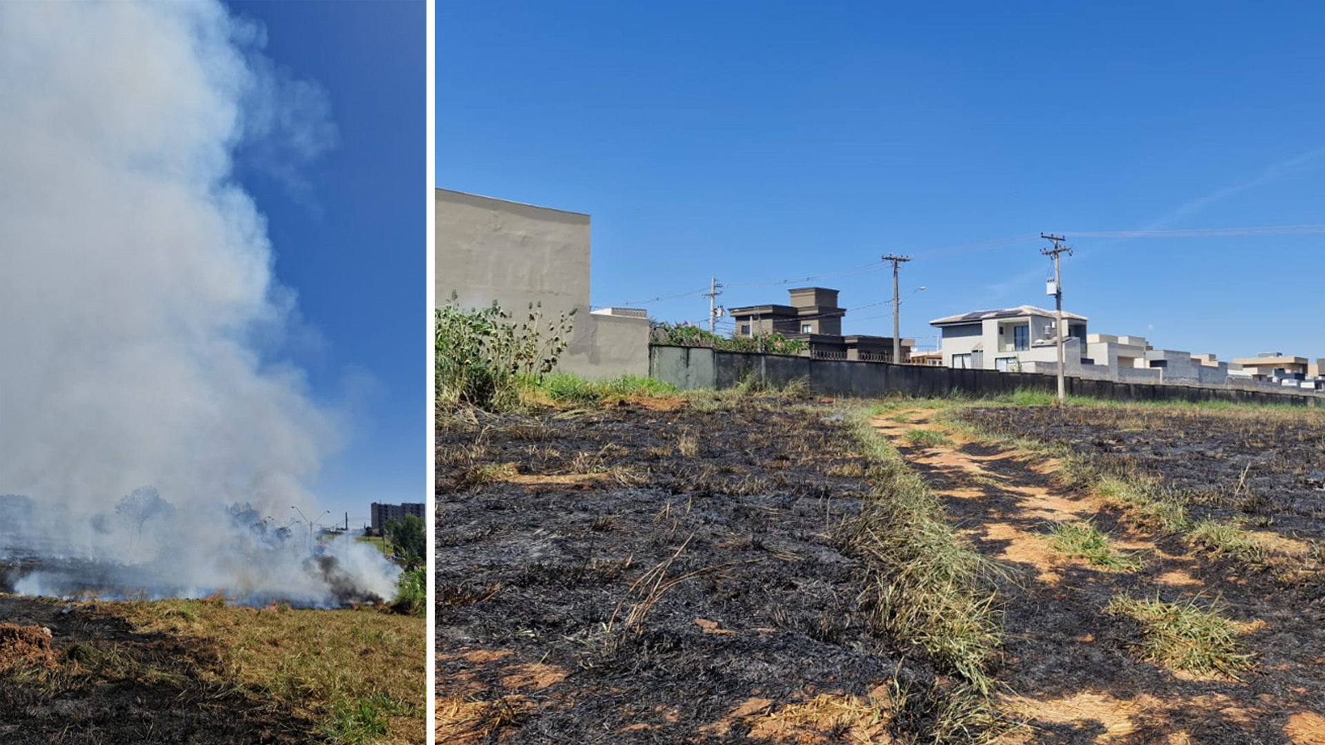 Incêndio consome área de pastagem no distrito de Schmitt e espalha fumaça pelas casas