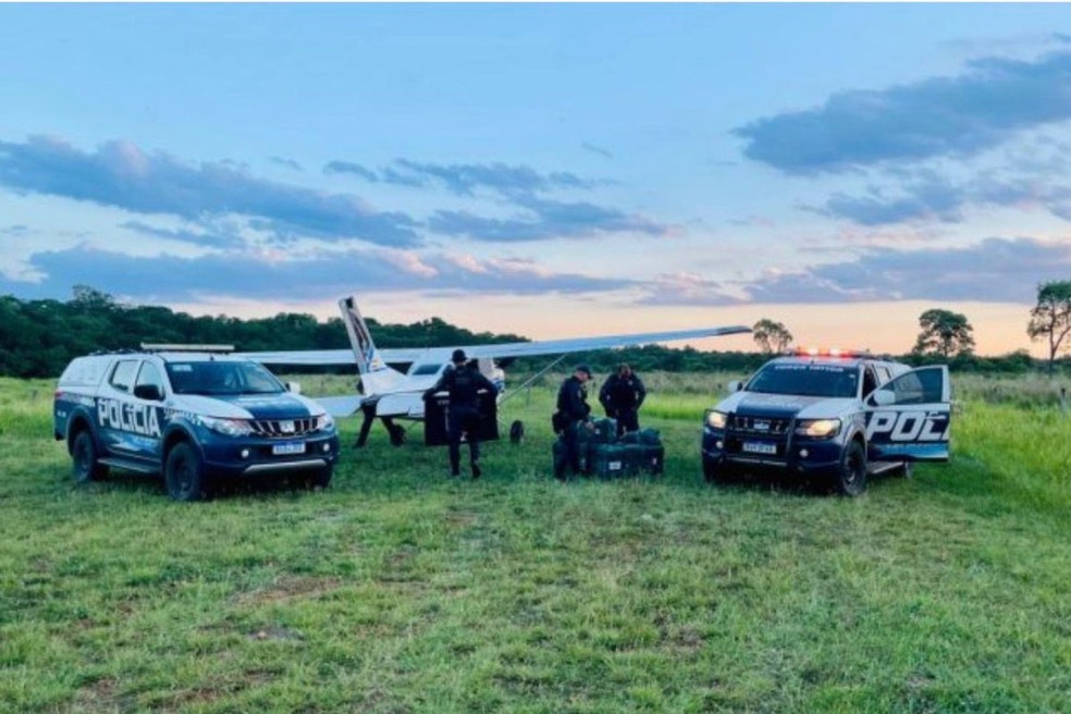 Local onde avião foi encontrado, próximo ao rio APA em MS — Foto: Força Tática BPM