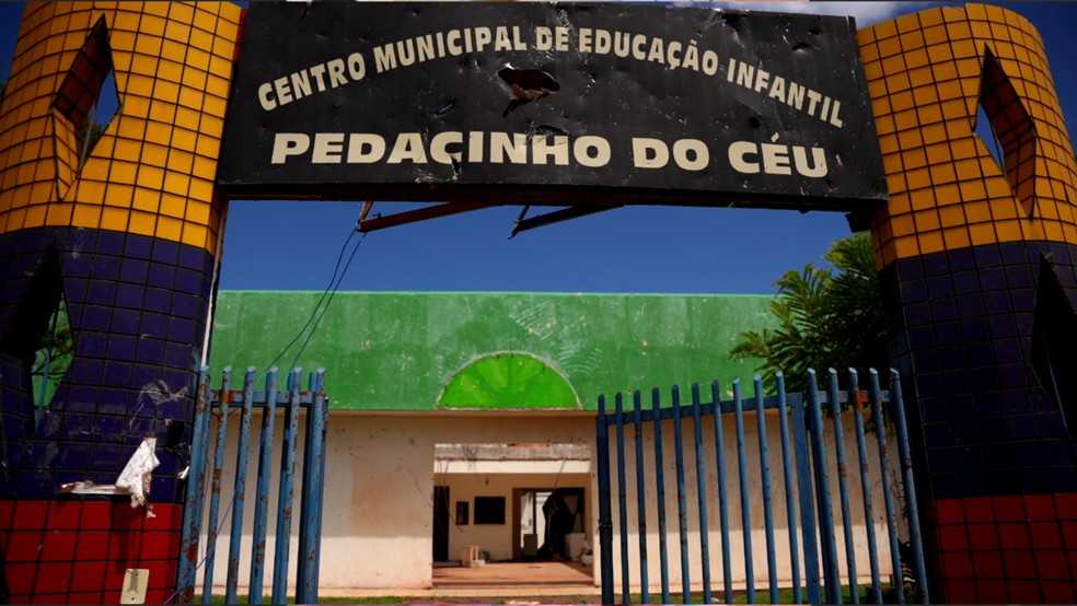 Sede antiga do CMEI Pedacinho do Céu foi destruída. Escola tem funcionado em espaço improvisado. — Foto: Maycon Hoffmann