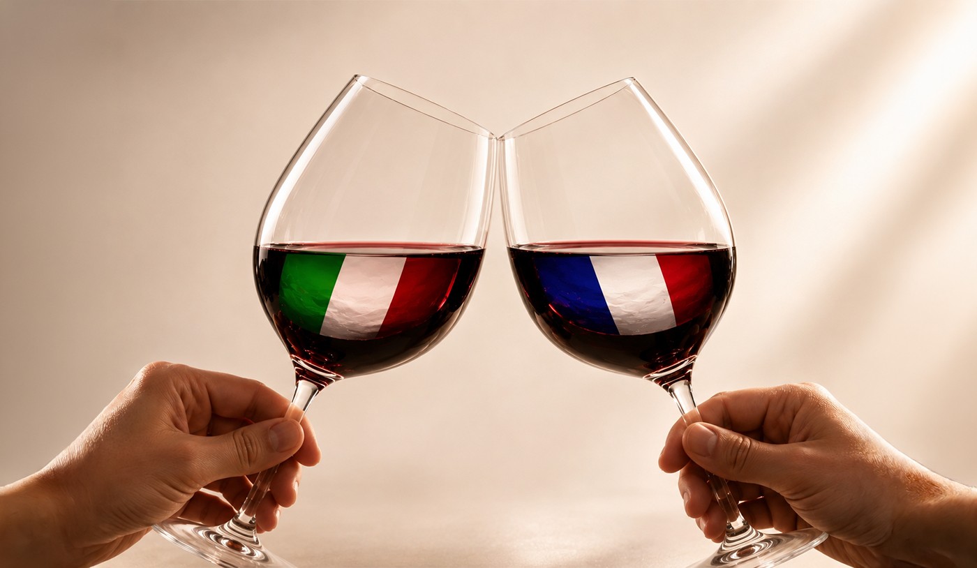 Qual é a diferença entre vinho italiano e francês?