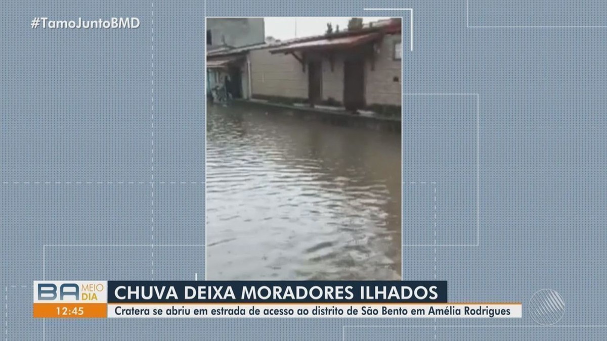 Ponte desaba durante temporal em Amélia Rodrigues, na BA | Bahia | G1