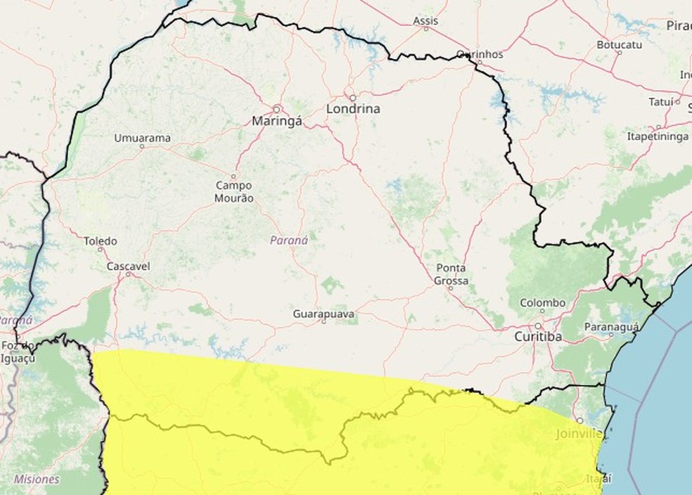 Alerta de tempestades — Foto: Reprodução/Inmet