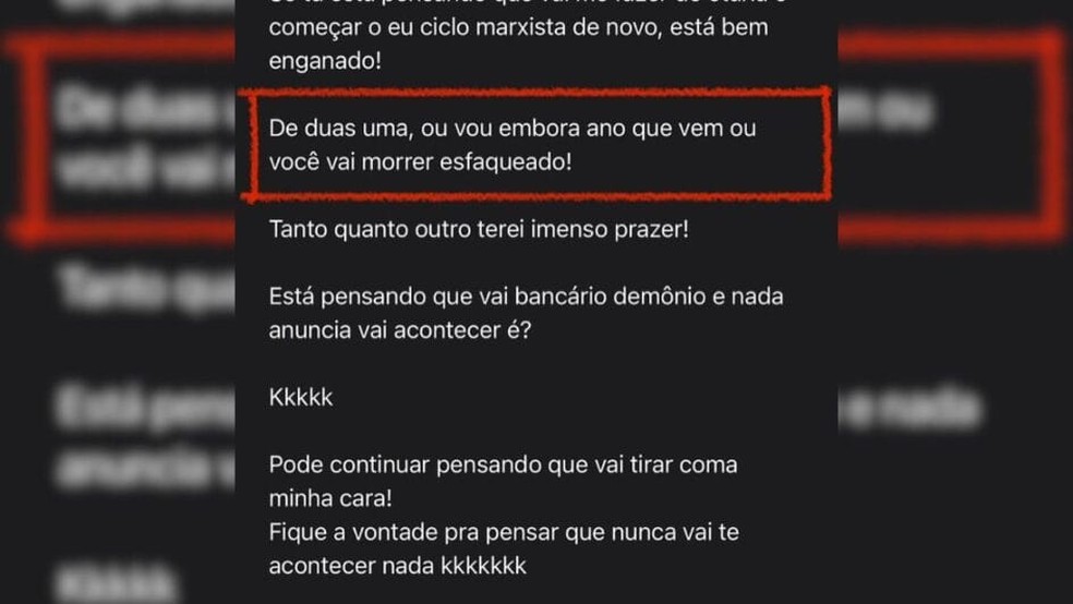 Casal perseguido por stalker em SC revela prints de ameaças — Foto: Reprodução/Redes Sociais
