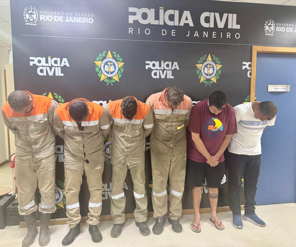 Ladrões de cabos são presos em flagrante — Foto: Reprodução/TV Globo