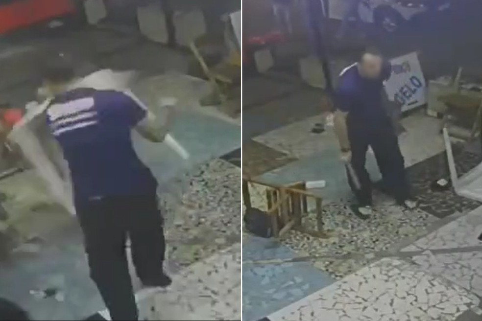 Homem causou um 'cenário de destruição' em mercearia para agredir cachorro que havia mordido a filha dele — Foto: Reprodução