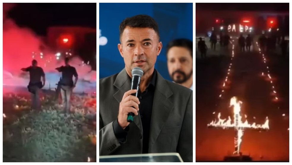 O vice-prefeito de São Paulo, coronal Mello Araújo (PL), saiu em defesa dos policiais do 9º Batalhão de Ações Especiais de Polícia (Baep) de São José do Rio Preto (SP). — Foto: Montagem/g1/Reprodução/Divulgação/PMSP