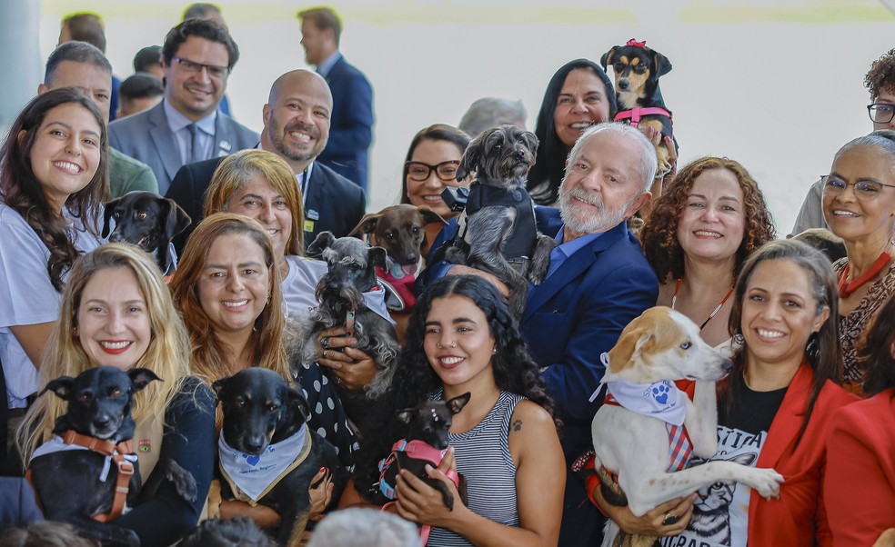 Lula assinada decreto para colocar em vigor o cadastro nacional de cães e gatos. — Foto: Ricardo Stuckert/ Presidência da República