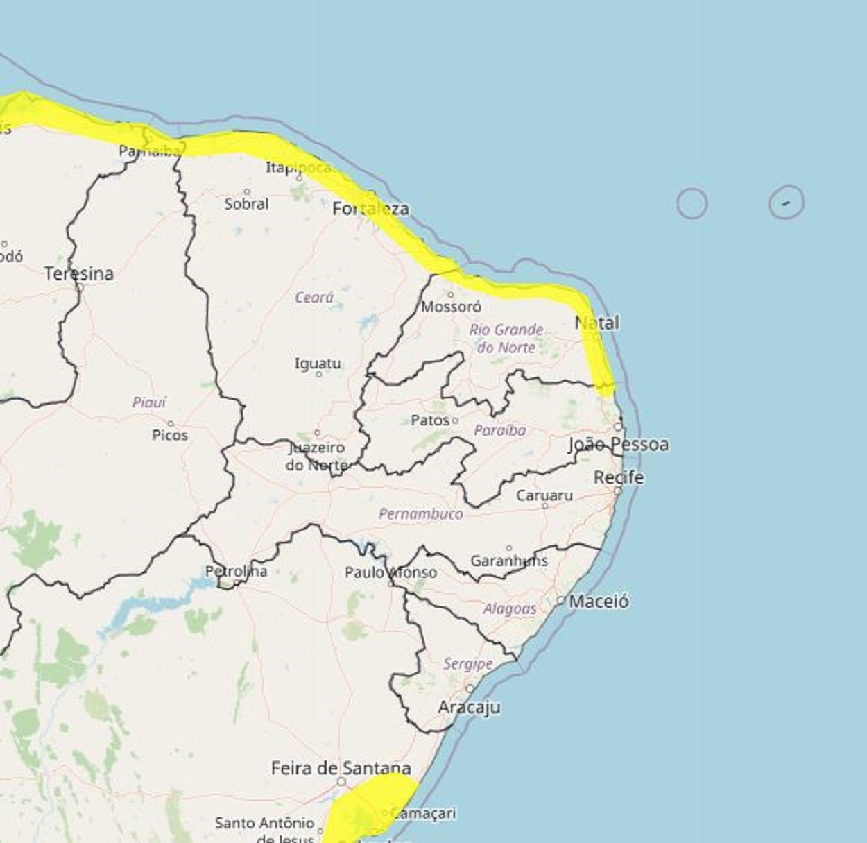 Inmet alerta para chuvas em Natal e mais 38 cidades no RN; veja lista