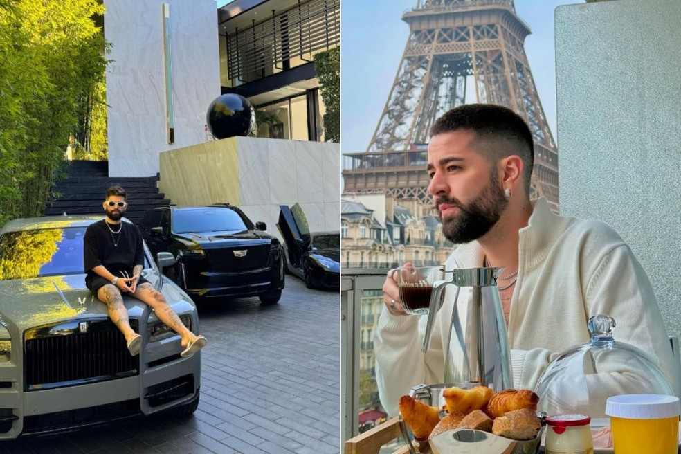 Influenciador Ruyter Poubel, de 27 anos, ostenta uma vida luxuosa nas redes sociais — Foto: Redes sociais