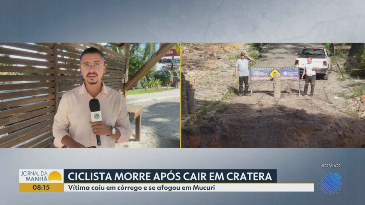 Ciclista morre após cair em cratera, bater a cabeça e ser arrastado por córrego na Bahia