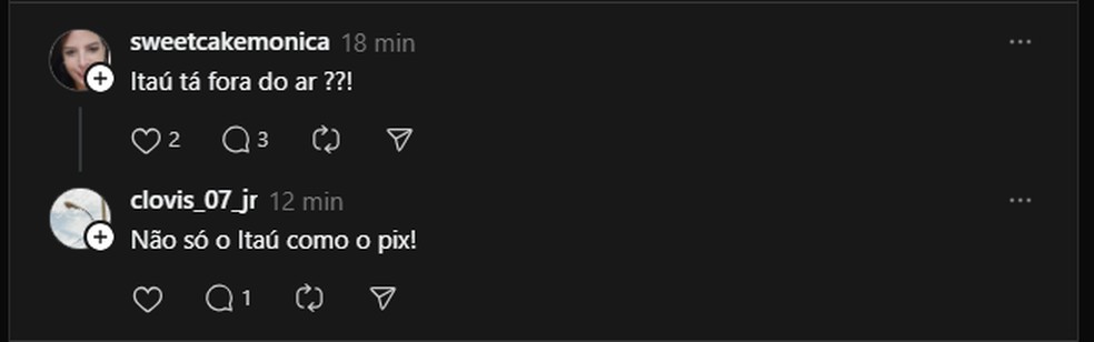 Usuários relatam instabilidade no PIX nas redes sociais nesta segunda-feira (29). — Foto: reprodução/Threads