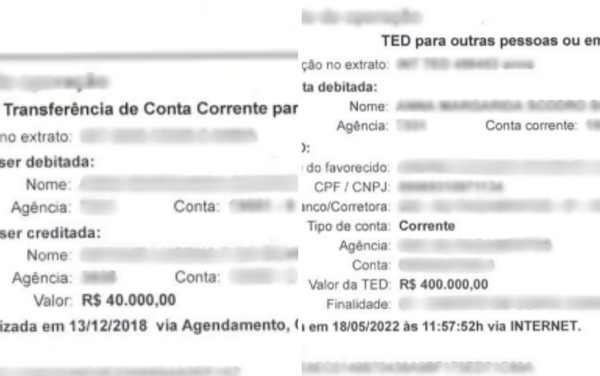 Primeira e última transferências realizadas por idosa que perdeu R$ 12 milhões para o genro, em Goiás — Foto: Reprodução/Processo