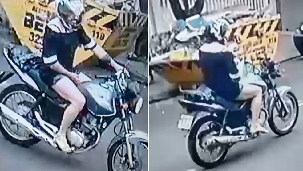 Imagens divulgadas pela Polícia Civil mostram suspeito de importunação sexual contra mulheres pilotando com roupas femininas, em São José do Rio Preto (SP) — Foto: Polícia Civil/Divulgação