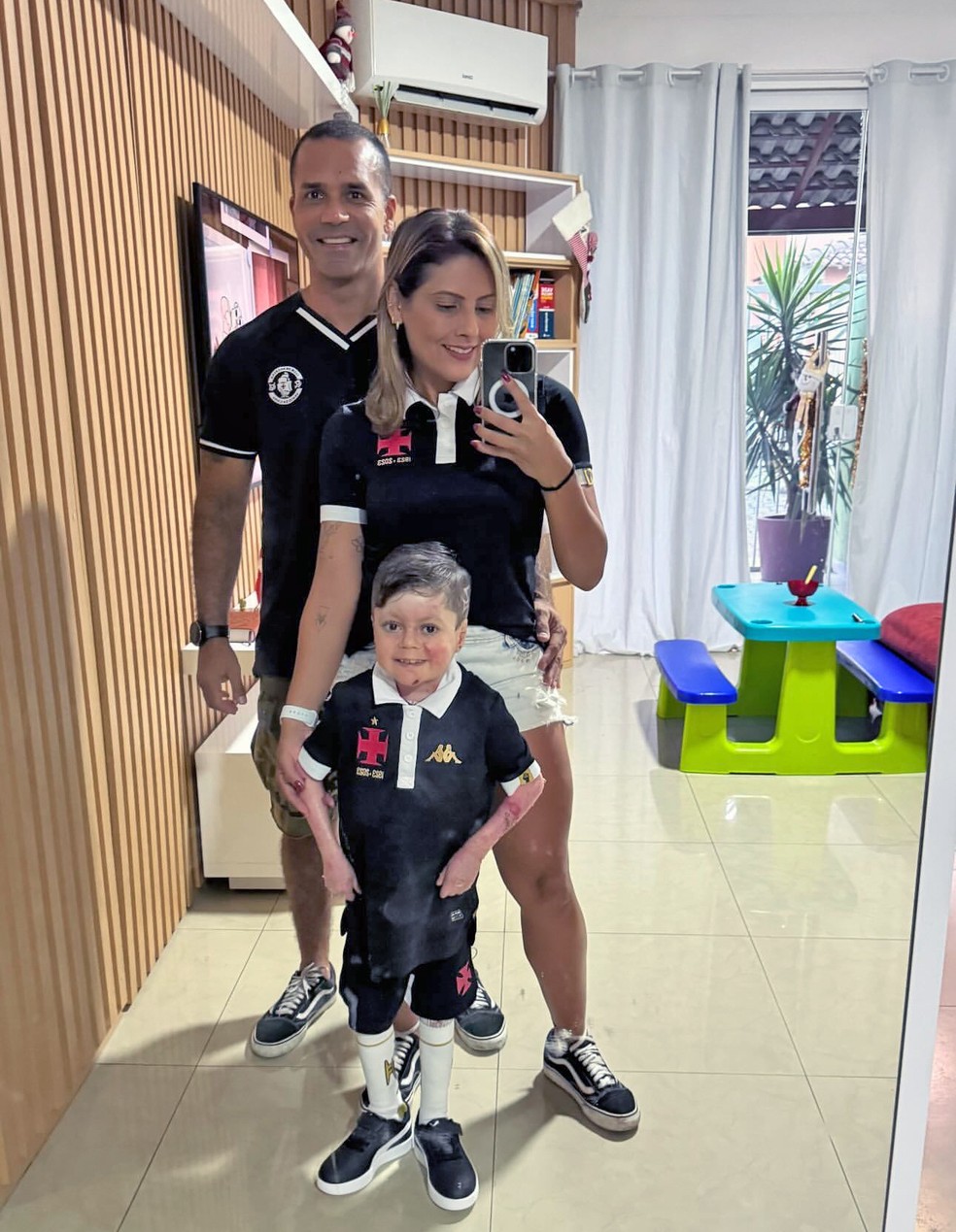 O menino Gui antes do jogo — Foto: Reprodução