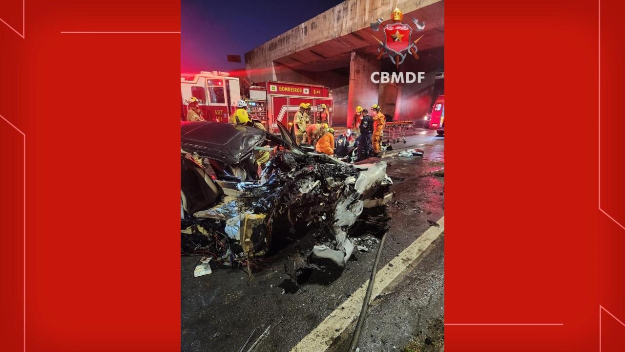 Homem morre e mulher fica gravemente ferida em acidente de carro, no DF