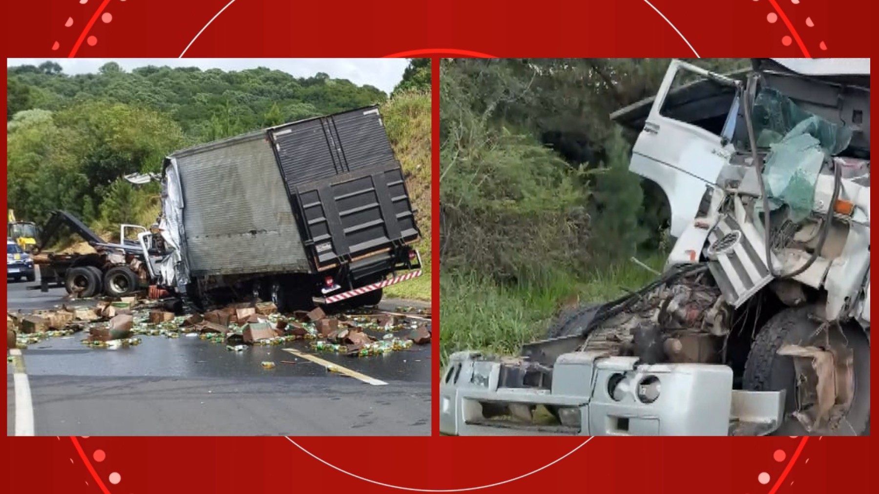 Acidente entre caminhões provoca engavetamento entre cinco veículos, bloqueia BR-376 e deixa três feridos no Paraná