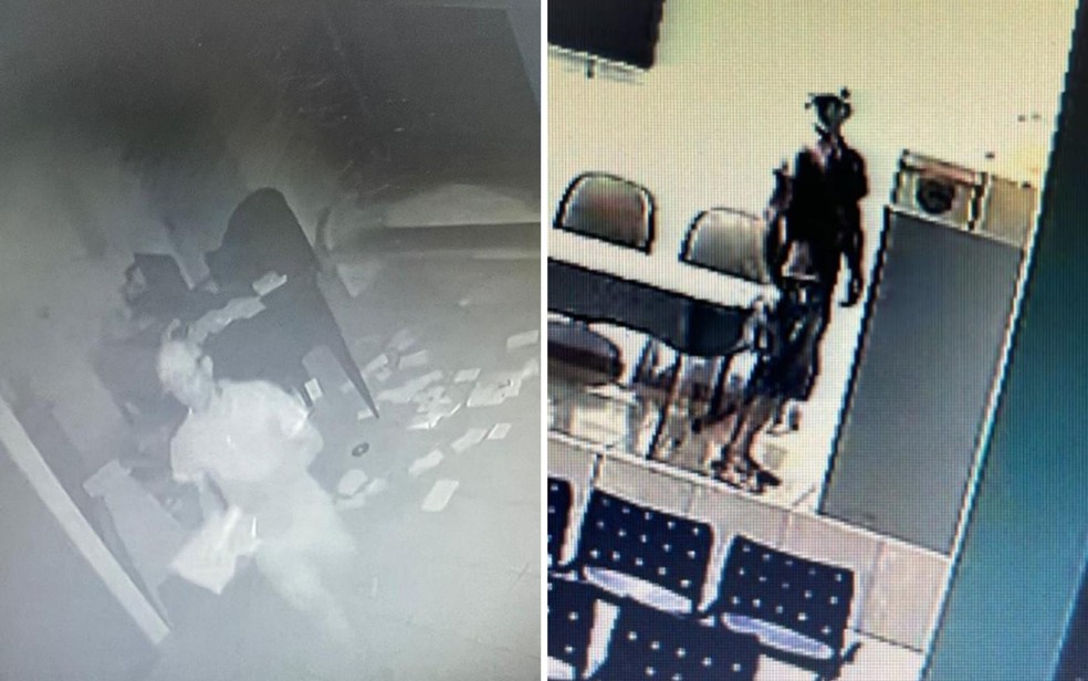Imagens de câmeras de segurança mostram suspeito de furto em associação de Santa Rita do Araguaia — Foto: Reprodução/Polícia Militar