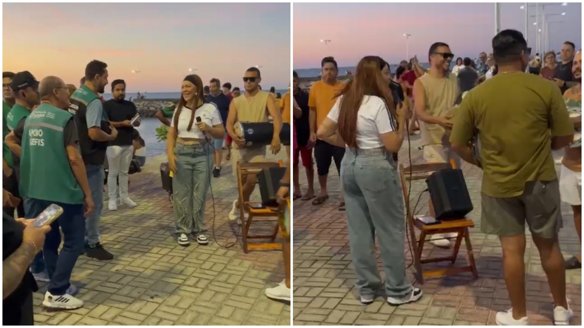 Vídeo: Cantora Laninha Show tem apresentação encerrada na Beira-Mar de Fortaleza por fiscais da prefeitura