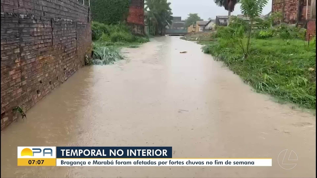 Chuvas fortes causam alagamentos no PA; enchentes deixaram bairros isolados em Bragança e Marabá