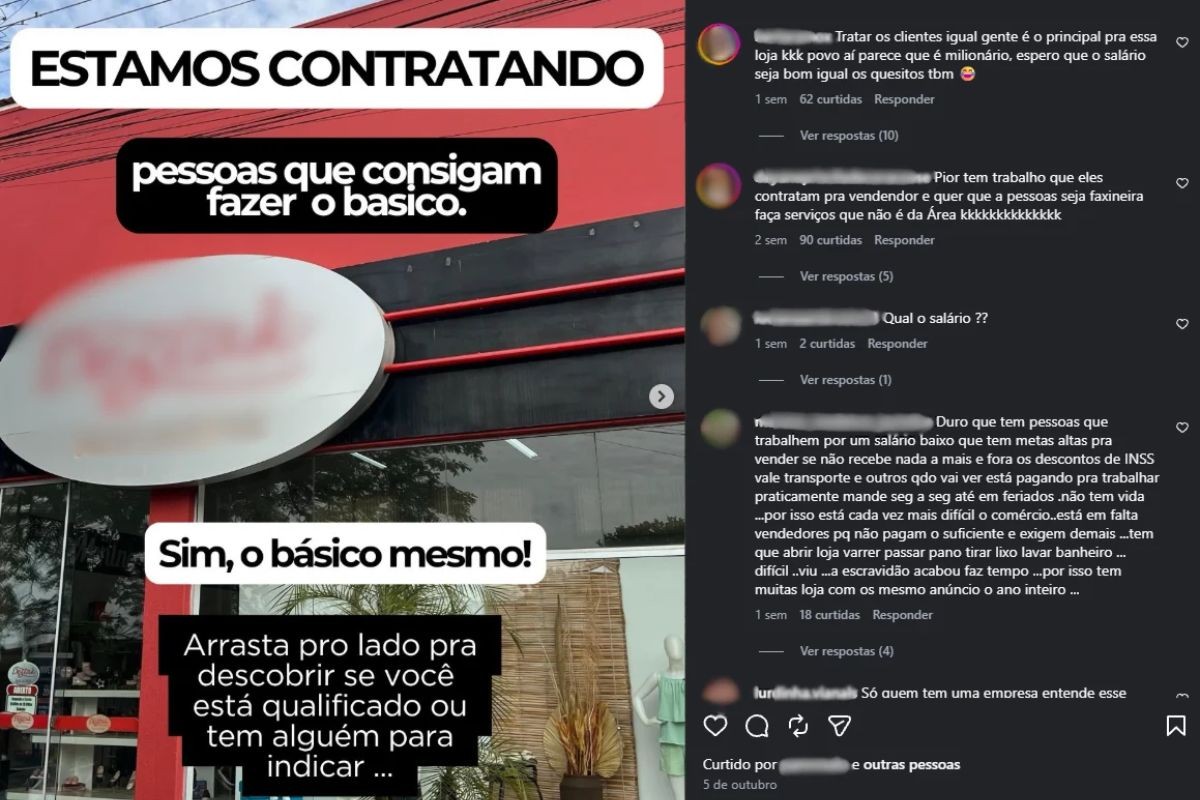 'Não desaparecer': post de loja com requisitos para vaga de emprego viraliza no interior de SP