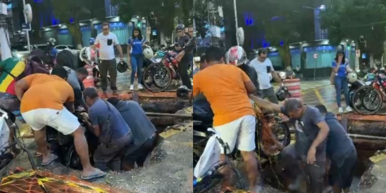 Motociclista se fere após cair em buraco em cruzamento da Av. Nazaré, em Belém