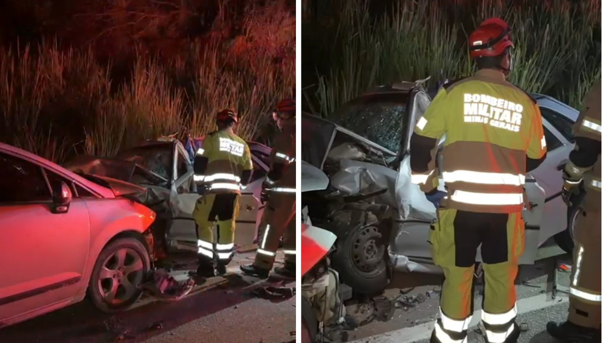Motorista morre e sete ficam feridos em acidente entre dois carros na BR-116, em MG