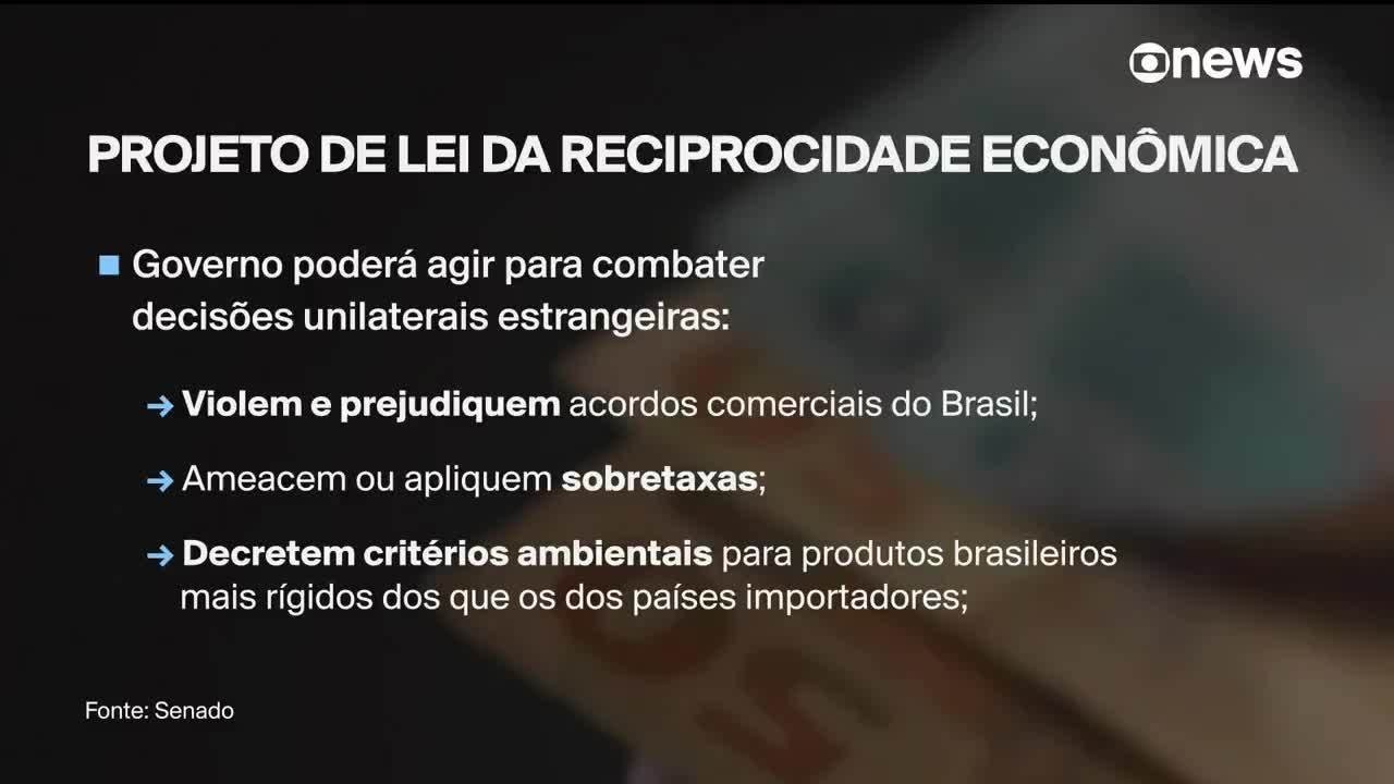 Senado aprova projeto que autoriza governo a retaliar 'tarifaços' como os de Trump; texto segue para a Câmara
