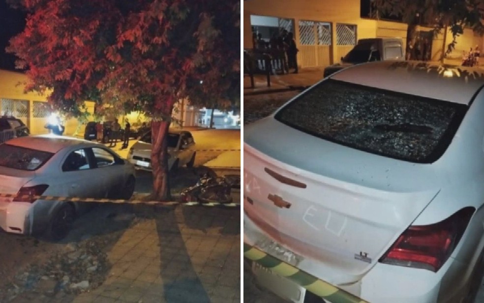 Carro de Lázaro Hipólito de Oliveira foi vandalizado no mesmo dia de sua morte, em Porangatu — Foto: Divulgação/Polícia Civil