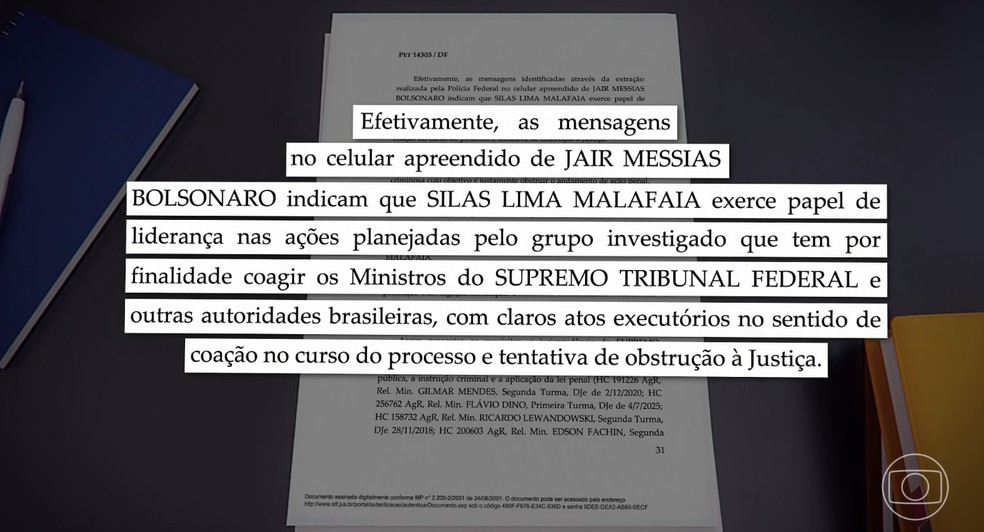 Ministro aponta o papel de liderança de Malafaia — Foto: Jornal Nacional