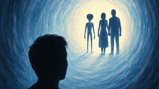 Alienígenas x entes queridos: entenda a diferença mais marcante entre uso de psicodélico e experiência de quase morte - Pesquisa inédita comparou relatos de usuários da droga com EQMs reais e descobriu padrões cerebrais e simbólicos distintos.