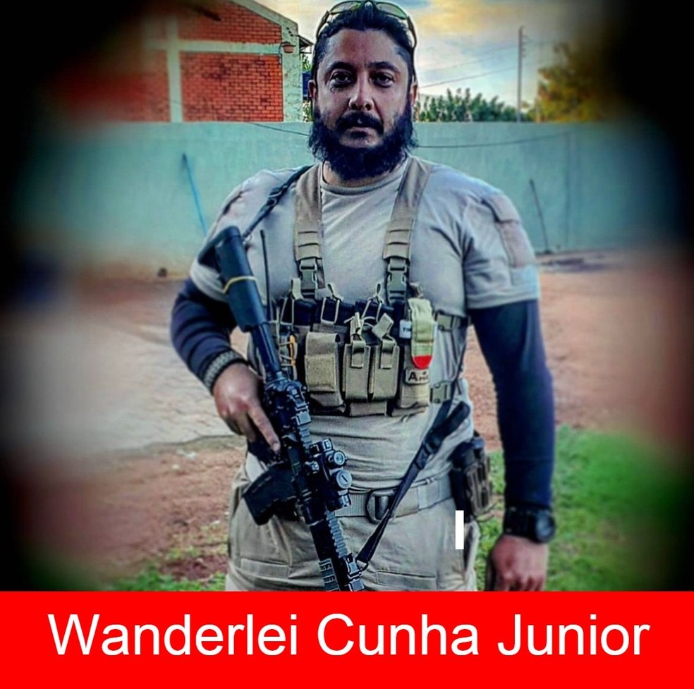 Wanderlei Cunha Júnior, suspeito de integrar a força paramilitar do megatraficante  Dom — Foto: Redes Sociais/Reprodução