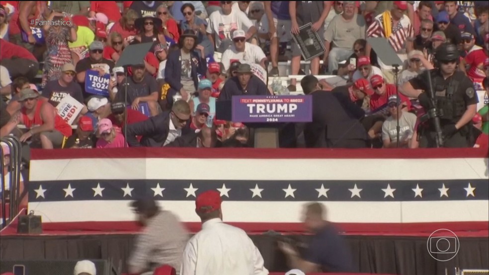 FOTOS atentado contra Trump — Foto: Reprodução/TV Globo