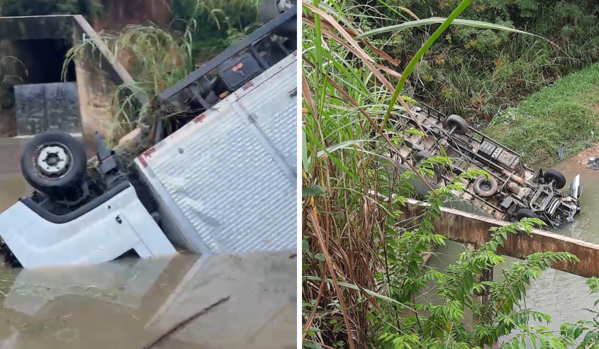 Motorista morre após caminhão despencar de ribanceira e cair em córrego em Campinas