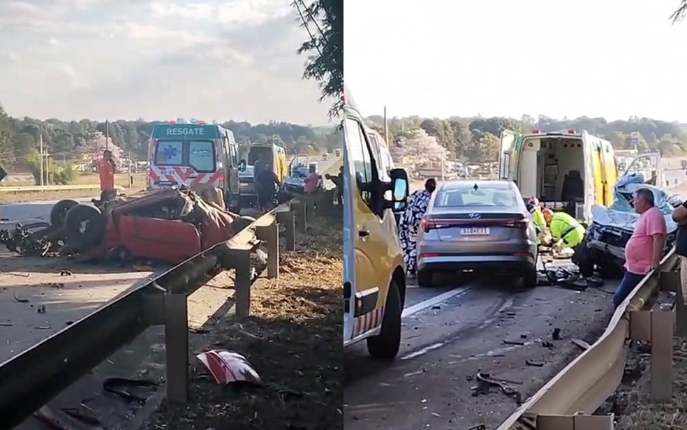 Acidente deixa mortos e feridos na Rodovia Fernão Dias, em São Gonçalo do Sapucaí, MG — Foto: Reprodução / Redes Sociais