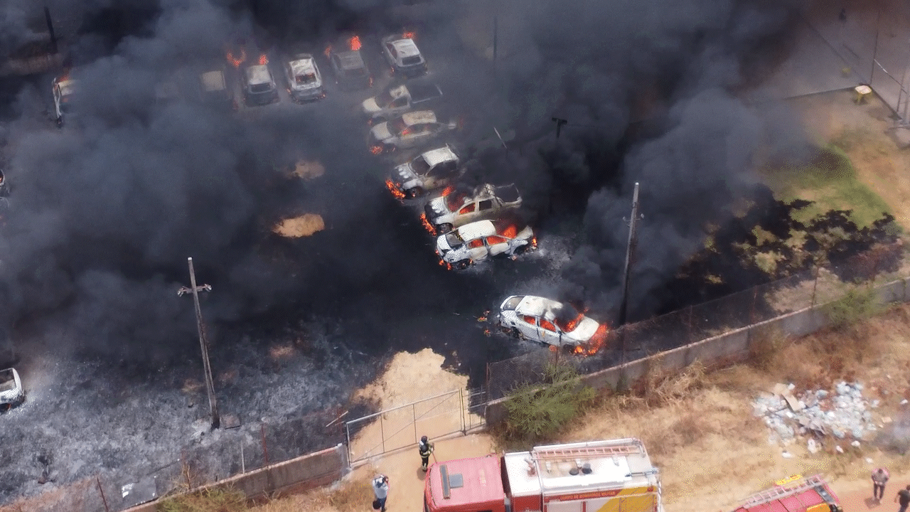 Incêndio que destruiu 23 veículos em locadora no PI se espalhou por vegetação seca, diz Bombeiros